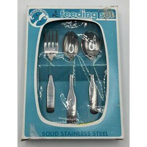 Sanitoy NIB 3 Pc Feeding Set Stainless Steel Made in Korea VINTAGE